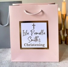 Personalised Christening/Baptism Gift Bag with Custom Foil Sticker