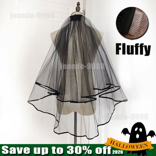 Black bridal veil sheer - black,