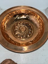 Vtg Hammered Copper Water/spa Bowl 13x3 Design On Bottom I Unwrap It