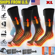 Electric Heated Socks Rechargeable Battery Men & Women Warm Socks Foot Warmer XL
