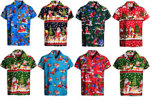 MENS CHRISTMAS SANTA XMAS HAWAIIAN T SHIRT  GIFT HIM PARTY HOLIDAY S -XXL D9