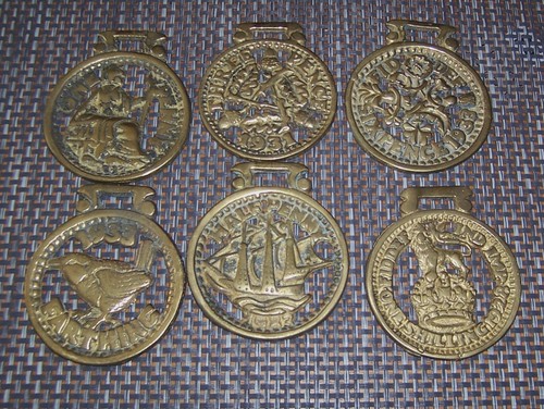 Vintage six horse - brass, coins