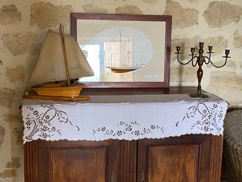 Vintage french linen table - vintage,