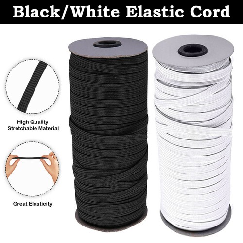 Black white flat elastic - white,