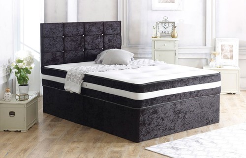 Crushed velvet divan bed - velvet,