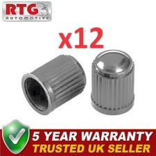 12x Tyre Valve Dust Air Caps Silver Grey For Alloy/Steel Wheels All Models RTG