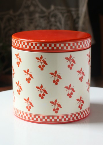 Vintage storage tin cherries - storage,