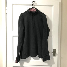 Orvis Quarter Zip Jumper Mens Medium Dark Grey Pullover Cotton High Neck