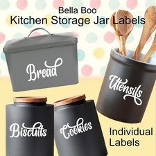 Biscuits, Cookies, Bread Utensil Kitchen Pots, Jars, Caddy Labels - Bella Boo