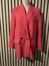 Zara Cerise Pink Longline Blazer Size M 12/14