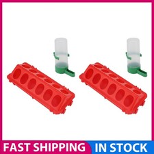 Chicken Trough Waterer 2Set Flip Top PP 60ML Spill-Proof Cover Poultry Feeder
