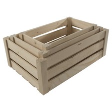 Plain Wooden Slatted Fruit Crates Containers in 3 Sizes/Apple Storage Crate Box 