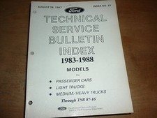 1983 - 1988 FORD MUSTANG ECONOLINE F150 TSB MANUAL INDE