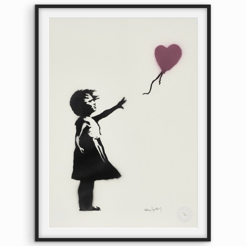 Banksy girl with purple - -,