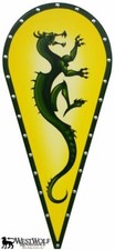 28" Green Dragon Kite Shield -- sca/larp/crusades/knight/viking/norse/wooden/a