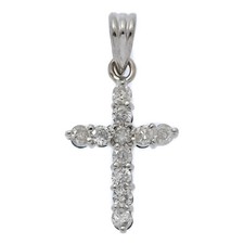 0.5ct/Cross motif reversible diamond pendant top/K18WG/750-0.8g/White gold Next