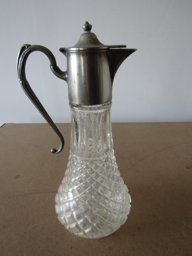 Glass decanter with silver - ,