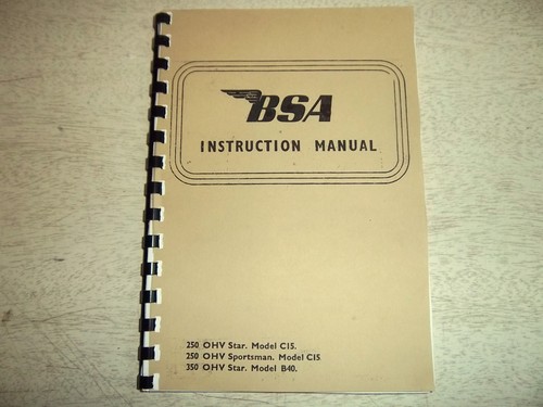 Bsa c15 b40 instruction book - b40,