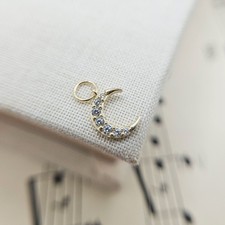 Micro Dainty 9ct Yellow Gold Moon Charm with CZ