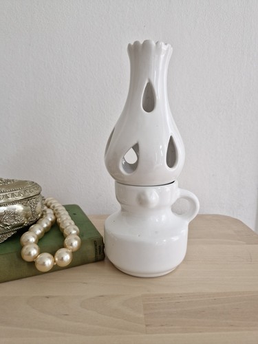White ceramic candle lamp tea - white,