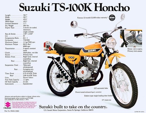 1973 suzuki 100k - suzuki, ts-100k