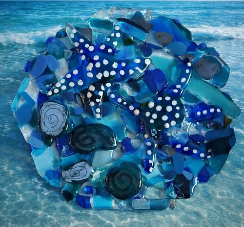 Fused glass art rockpool - fused,