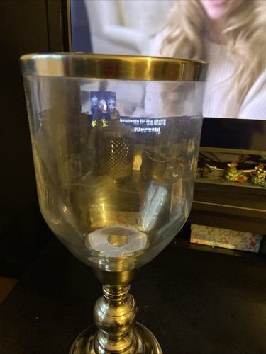 Large chrome glass candle - chrome,