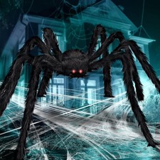 6.6FT Hairy Giant Spider Halloween Prop Haunted House Party in/Outdoor Decor UK