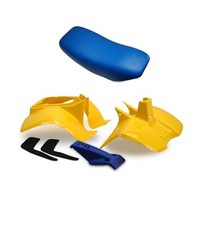 Plastics & Seat For Suzuki LT50 Yellow Front,Rear Fender,Blue Nose Cone Mudflaps