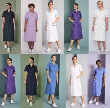 Ladies Nurses Dress Zip Front Tunic Healthcare Uniform Short Sleeve Workwear