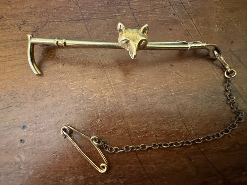 Gold brooch fox hunting - brooch,