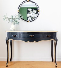 Stunning French Style Console Table – Farrow & Ball Black with Gold Detail