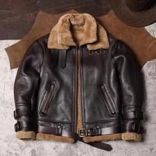 WW2 B3 RAF Brown Mens Bomber Flying Aviator Fur Irvin Shearling Leather Jacket