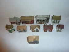 Lot of 10 Vtg WADE ENGLAND Whimsey English Village Porcelain Houses +  Bldgs