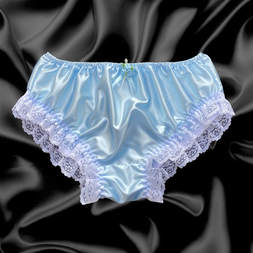 Baby blue satin frilly lace - satin,