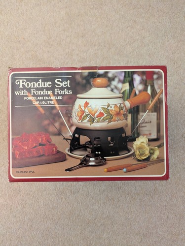 Vintage enamel fondue set - vintage,