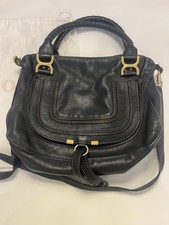 CHLOE SMALL MARCIE BAG IN GRAINED LEATHER BLACK WITH GOLD HARDWARE