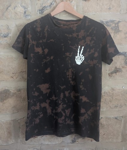 Black acid wash skeleton - black,