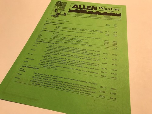 Allen power equipment includes - equipment,