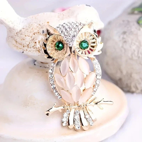 Stunning owl opal - opal, brooch