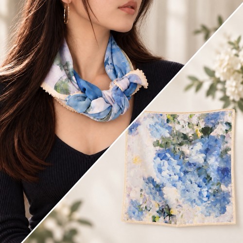 Blue watercolor floral silk - blue,