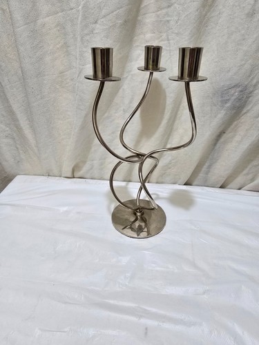 Vintage white brass candle - brass,