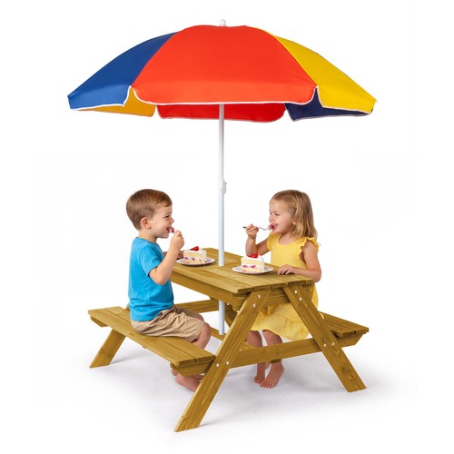 Wooden kids picnic table set - wooden,
