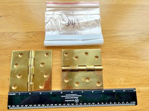 Pair brass door hinges - brass,