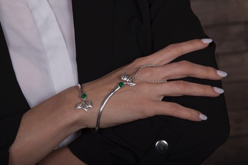 Sterling silver hand chain - silver,