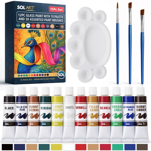 15pk acrylic glass paint set - 15pk,