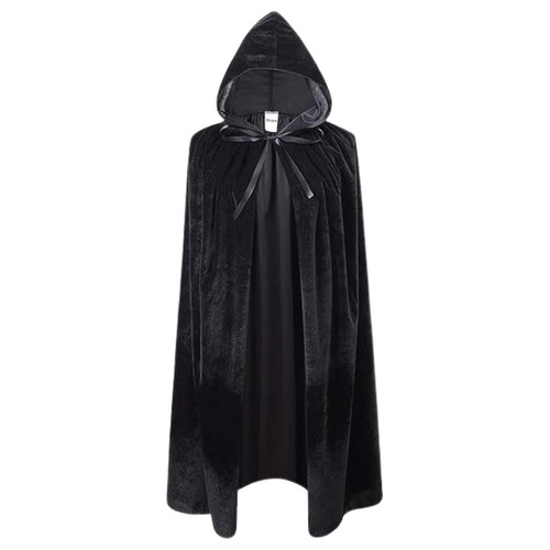 Black hooded cape velvet cloak - velvet,