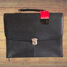Pierre Cardin Black Leather Briefcase Attache Bag