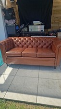 vintage Chesterfield Brown Buttoned  Leather Sofa