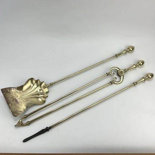 Victorian brass fire companion - fire,